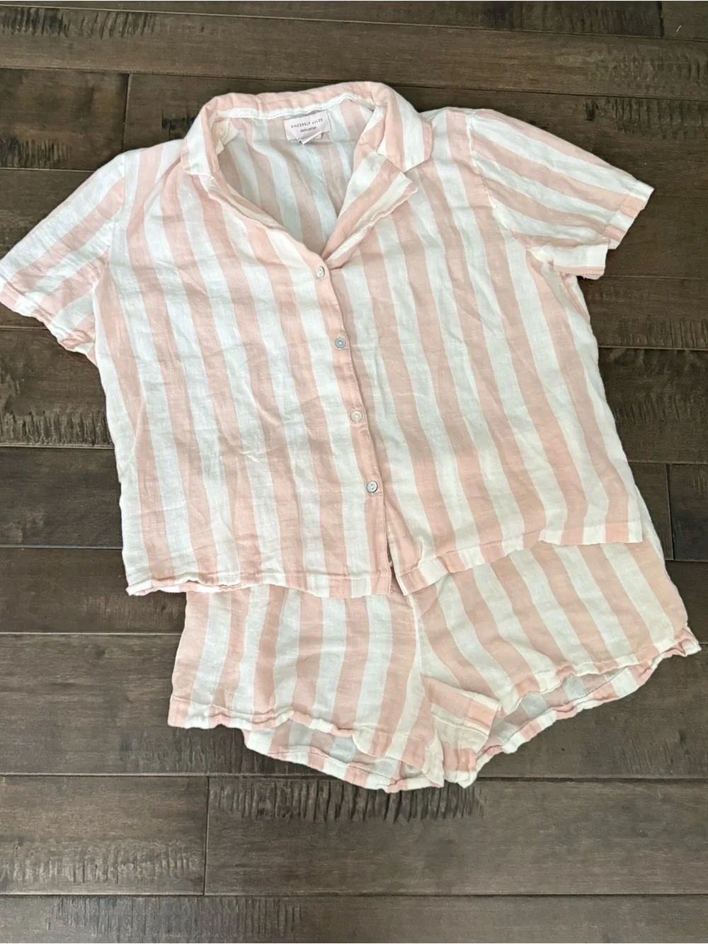 Sincerely Jules Striped Short Sleeve Pajama Set Pink & White M Matching